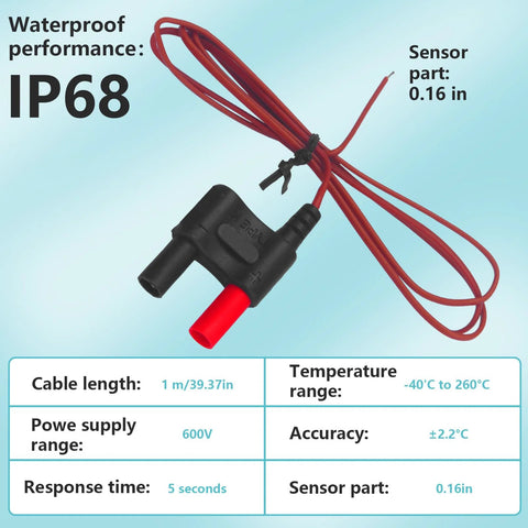 80BK-A Type K thermocouple bead probe with clamp, red sensor bead, IP68 waterproof