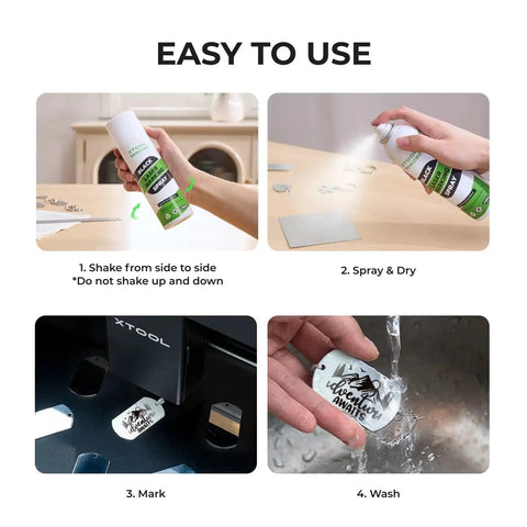 Step-by-step use of High Contrast Black Laser Marking Spray for CO2, Fiber and Diode Laser Engravers, 8.5 Oz, 1 Count