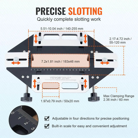 DIY Ready Door Hinge Jig For Woodworking Aluminum Alloy Hole Opener And Slotting Locator with precise adjustments and measurements.