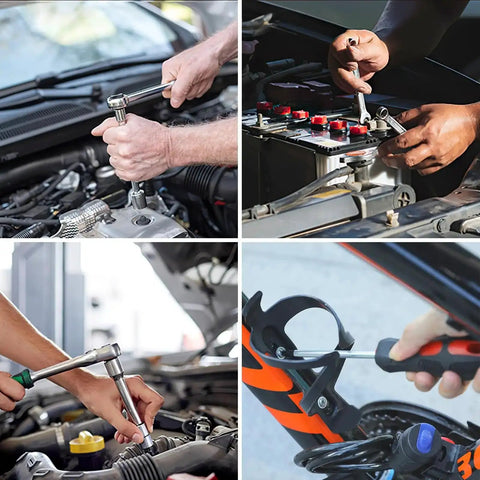 Multiple uses of 95 Piece Diy Tool Set With Portable Plastic Toolbox And Adjustable Wrench Pliers Socket Bits For Home Garage And Apartment Repairs Everyday Fixes Grab And Go