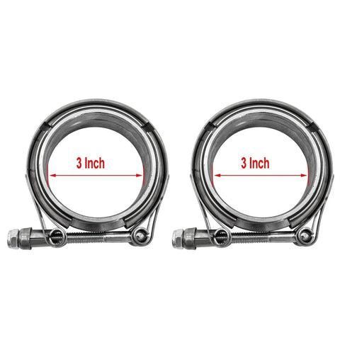 2X 3 Inch Stainless Steel V Band Clamp With 2 Pcs Male And Female Flanges 304 Stainless Steel Exhaust Clamp For High Temperature Corrosion Resistance And Vibration Durability For Automotive And Industrial Exhaust Systems