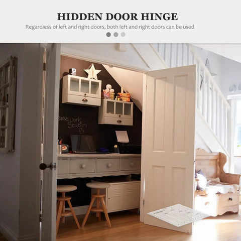 Heavy Duty Built Tough Invisible Door Hinge With 3D Adjustable Metal Cross Hinge And 180 Degree Swing Supports 40kg Load Concealed Door Hardware installed on wooden door