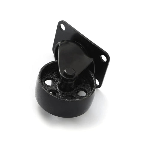 Heavy Duty Swivel Plate Caster Wheels All Black 3 Inch Wheels No Brake Iron Wheel High Gauge Steel 300 Lbs Capacity Per Caster