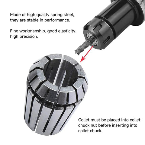Pro Grade Heavy Duty 15 Piece ER20 Collet Set Ranging 1 To 13 mm In Metric Steel With 65Mn Spring Steel Construction