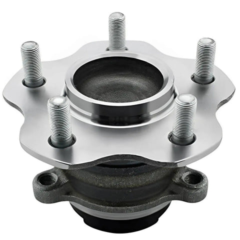 Front view of Rear Wheel Bearing Hub Assembly For Nissan Rogue And Rogue Sport FWD 2014 Through 2019 with 5 lug bolt pattern.