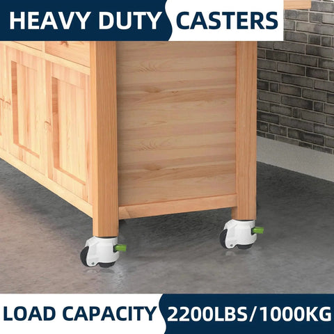 Heavy Duty Caster Wheels Set Of 4 With Leveling Stem Casters And Retractable Wheels, 2200 Lb Total Capacity on workbench
