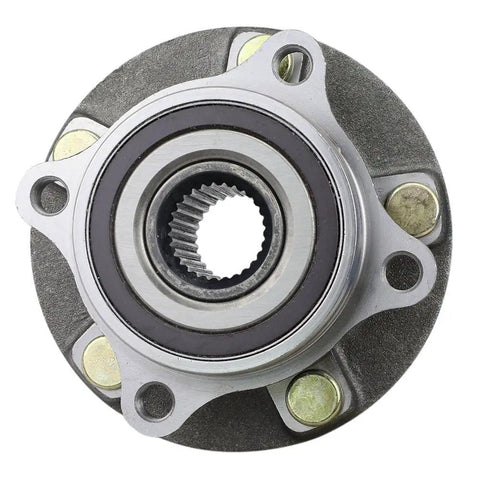 Pair Of Front Wheel Hub And Bearing Assemblies For 2008 2012 Mitsubishi Lancer Evolution AWD Dope Replacement With Durable Precision Bearings For Front Wheels Fits Left And Right Side, showing a close-up of metal hub assembly.