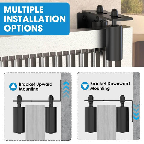 Heavy Duty Sliding Gate Roller Guide Kit With Steel L Bracket And Adjustable Nylon Rollers for doors, shown with installation options