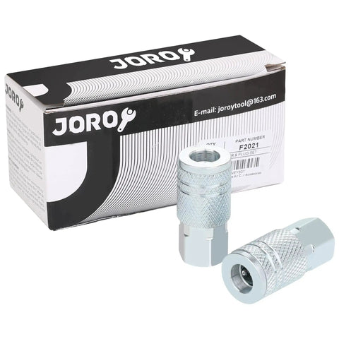 Go-To 1/4 Inch Air Hose Fittings Set With Industrial M-Type Coupler, steel construction, shown with packaging