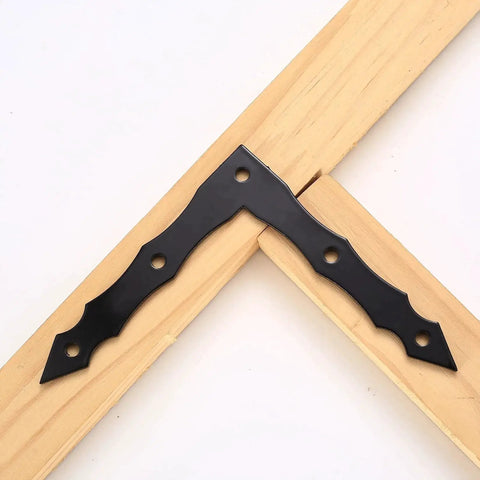 Decorative L Shaped Corner Brackets Set Of 10 In Rustic Black Finish, Heavy Duty Right Angle Braces For Wood, 100x100x15mm