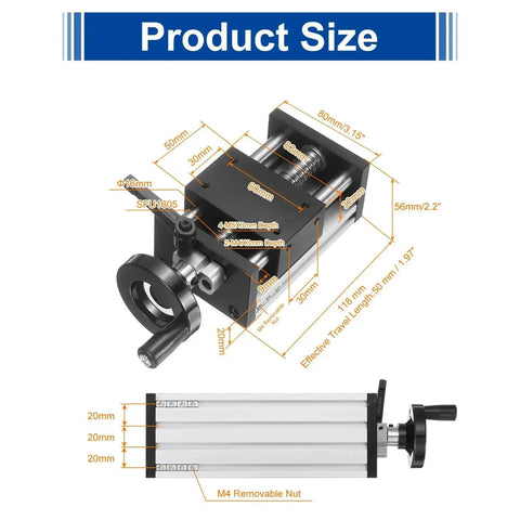 Beefy 50mm Travel Manual Sliding Linear Stage With Ball Screw SFU1605 16mm Diameter 5mm Pitch 1 Start Dual Axis Rail