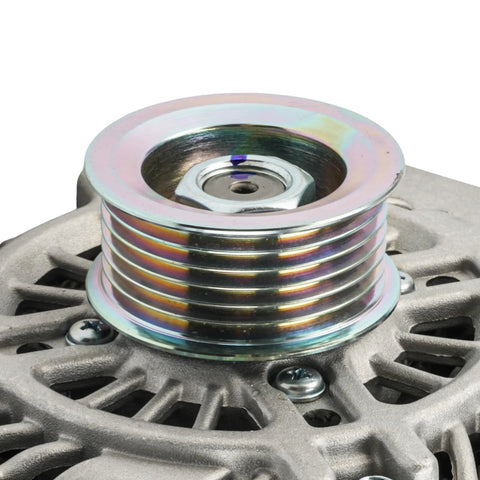 Close-up of 12V 150 Amp CW Rotating Alternator for Ford Escape 2009 to 2012 with six groove pulley, OE Standard, new
