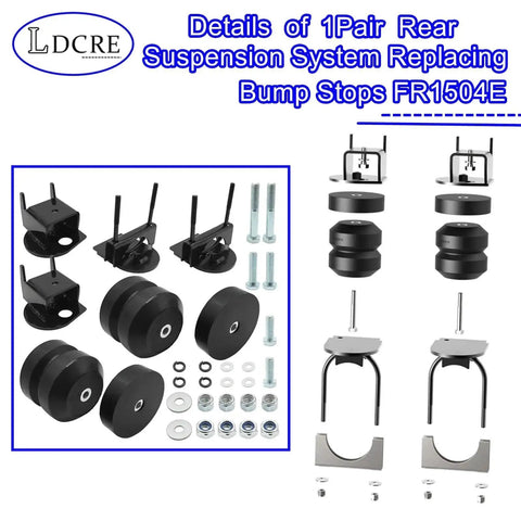 Rear suspension bump stop kit for Ford F-150 FR1504E with black mounts, rubber stops, bolts