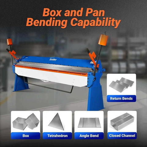 120 Inch Manual Sheet Metal Brake With 14 Gauge Capacity Pro Grade Built Tough For Big Jobs, Adjustable Fingers, Model PB12014