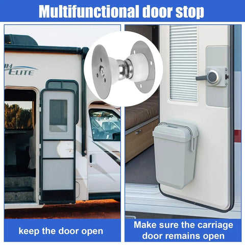 Magnetic Exterior Door Catch for RVs and Campers Strong Metal Latch White installed on camper door