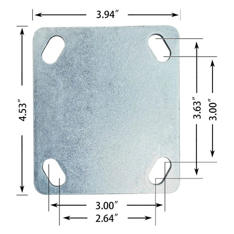 Top plate dimensions for Set Of Two 10 Inch Rigid Pneumatic Caster Wheels With Black Rubber Tire 800 Lb Capacity