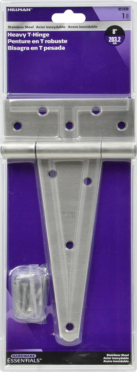 Heavy Duty T Hinges In Stainless Steel For Narrow Frames And Posts 8 Inch With Offset Staggered Screw Holes