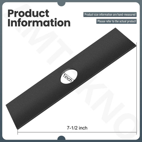 Angled front view edger blade, 7-1/2 in long with 1 in center hole, black metal for universal lawn edger