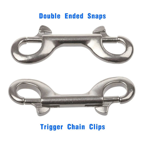 Double Ended Bolt Snap Hooks 3-1/2 Inch Marine Grade 316 Stainless Steel Scuba Diving Clips Trigger Chain
