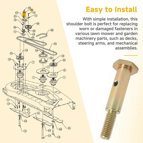 Diagram of Shoulder Bolt 7/16-14 for lawn mower assembly, showcasing part 738-3102 steel fastener for easy installation and replacement.