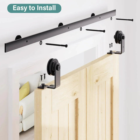 Bifold Barn Door Hardware Kit 48 Inch Track Heavy Duty Sliding System For Up To Four Eleven And A Half Inch Panels installation