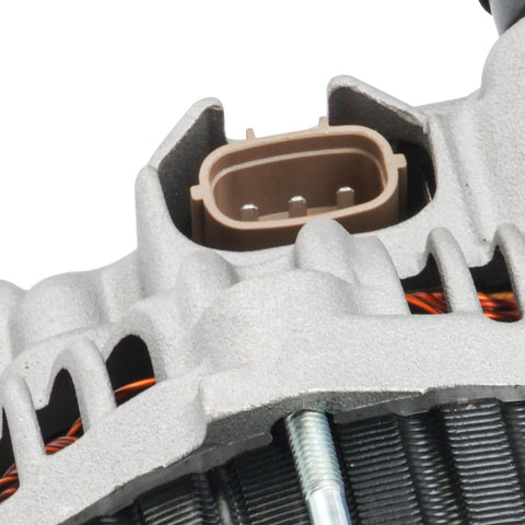 Close-up of Plug And Play Alternator connector for Subaru Outback 2005-2009 2.5L And 2006-2009 2.5T Legacy 12V 110Amp S5 Pulley