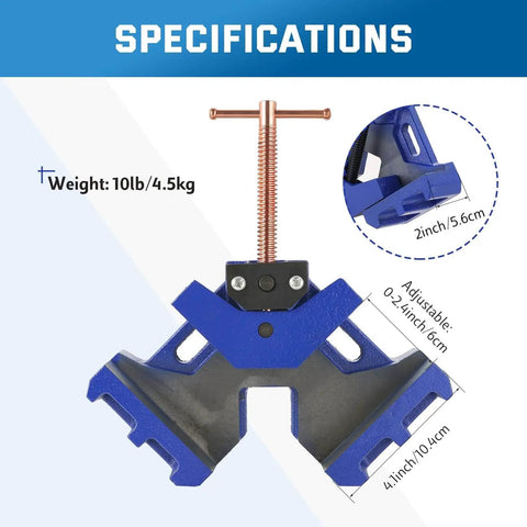 Beefy Heavy Duty Cast Iron Welding Clamp Jig With Two Axis 90 Degree Right Angle Centering Fixture for wood miter projects