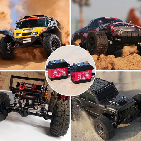 Beefy 20Kg High Torque Digital Servo With Full Metal Gear And Durable Metal Case Waterproof for RC Hobby, with RC cars on sand and dirt