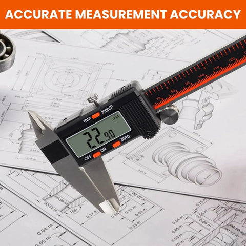 Workhorse Digital Caliper 0 To 8 Inch Range With Large LCD on technical drawings for precise measurements