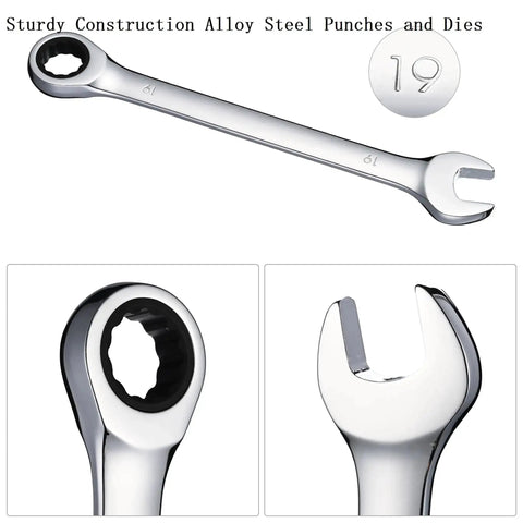 Close-up of ratchet wrench from Beefy 6 Ton Manual Knockout Hole Punch Kit With Ratchet Wrench And Six Die Set One Half Inch To Two Inch Conduit
