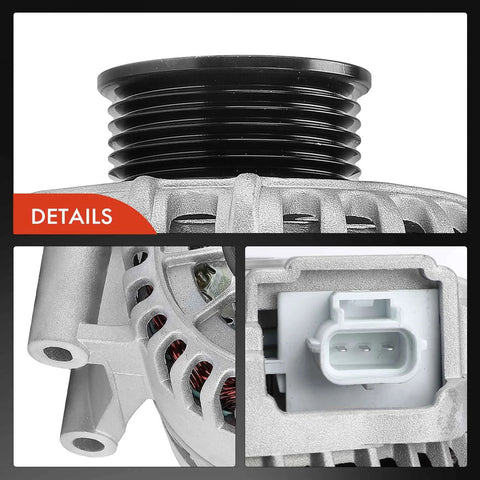 Close-up of Alternator Replacement For Ford F150 And Focus 2000 2004 12V 110A Clockwise Six Groove Pulley Direct Fit Easy Install