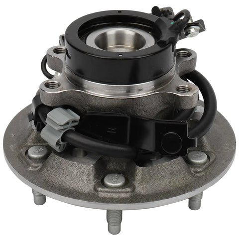 Front Wheel Hub Bearing Assembly Compatible With Chevrolet Colorado 2004 To 2008 RWD, shown with mounting bolts and ABS sensor.