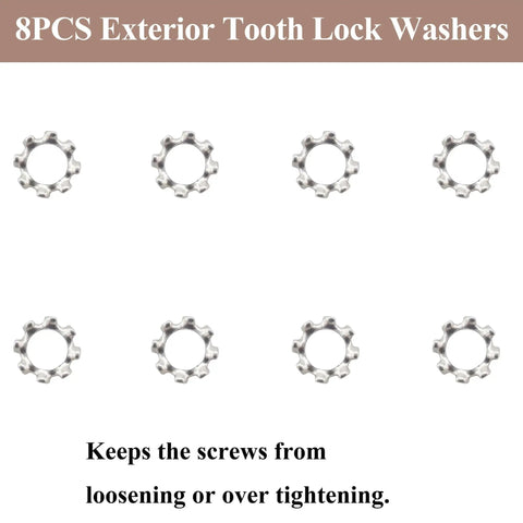 Eight Sets Hex Allen Head AR Grip Screws 1/4-28 X 7/8 Inch With Exterior Tooth Lock Washers For DIY Builds And Replacements