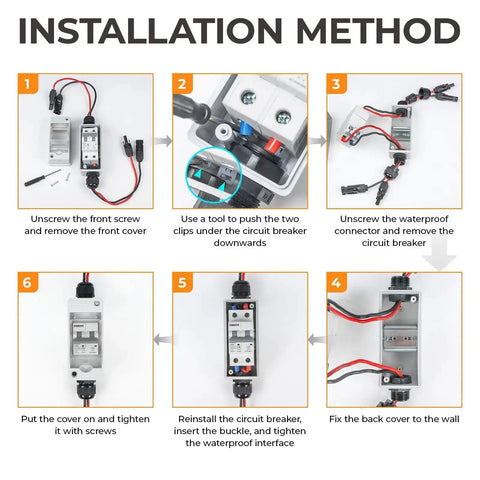 Installation steps for Outdoor Solar Panel Disconnect Switch 1000V 10A IP65 Rated PV Disconnect for Homes and Battery Systems