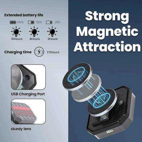 STHF magnetic wireless trailer lights kit with two circular LED tow lights, USB charging port, sturdy lens