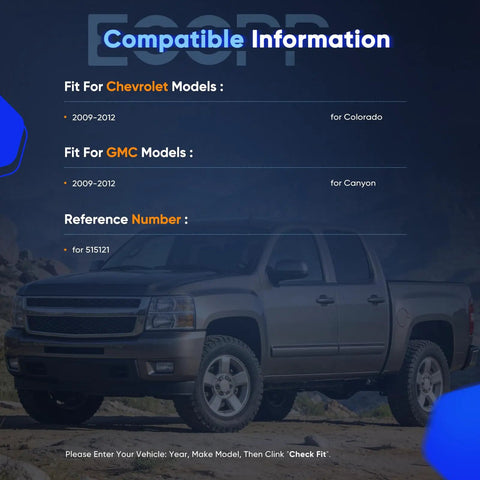 Compatibility information for Chevrolet Colorado and GMC Canyon with reference number 515121 and truck image in background