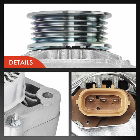 Close-up of alternator details for Toyota Tacoma and T100 1994-1996, showing 5-groove pulley and electrical connector