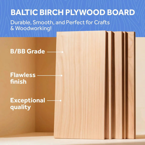 Custom Cut Baltic Birch Plywood For Laser, CNC Cutting And Wood Burning, B/BB Grade Craft Wood Stronger Than Basswood, Sized To Your Exact Specs