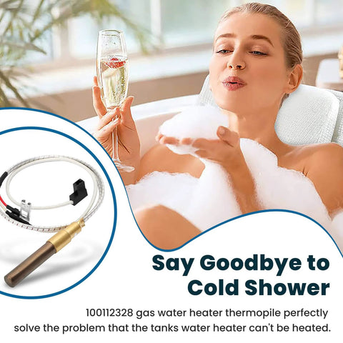 Thermopile water heater sensor, 21-inch length, 750 mV thermocouple; braided cable with brass probe.