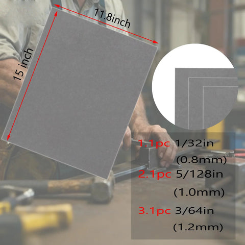 Gasket sheet, 15x11.8 in, grey non-asbestos high-temperature material, 0.8/1.0/1.2 mm thickness