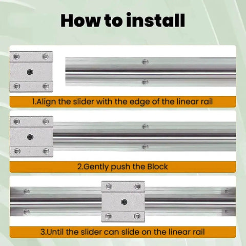 Beefed Up Linear Rail Kit SBR20 1000mm installation guide with two rails and four carriages instructions.