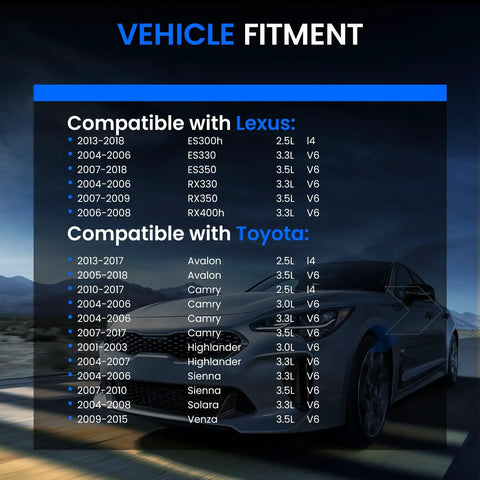 Vehicle fitment chart for Lexus and Toyota displaying models compatible with Front Wheel Bearing And Hub Assembly 930-400 5-Lug.