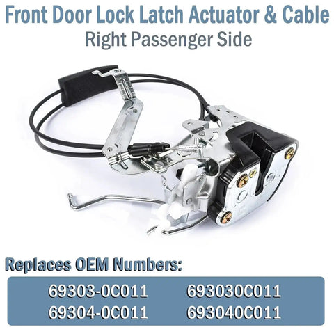 Front Door Lock Actuator And Cable Replacement Kit For 2001-2007 Toyota Sequoia And 2005-2006 Toyota Tundra Double Cab 4.7L Right Passenger Side