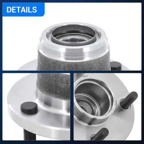 Close-up of Rear Wheel Bearing And Hub Assembly Set Of 2 For Ford Focus 2000 2009 Rear Disc Brake Models Only, 4 Lug, No ABS
