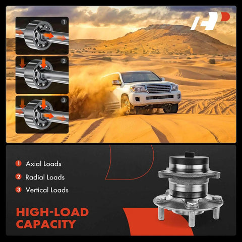 Two Pack Rear Wheel Bearing And Hub Assembly 5-Lug Fit Mazda CX-7 2007-2012 FWD Only, high load capacity shown with car on sand.