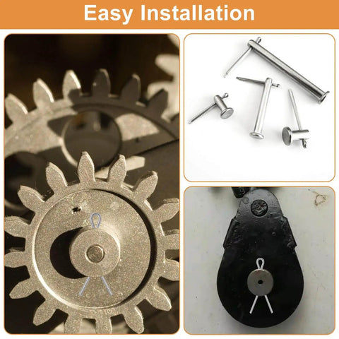 230 Piece Cotter Pin Set With Six Sizes Stainless Steel Hairpin Fasteners For Automotive Work Lawn Mowers And Small Engines M1x16 M2x20 M2.5x25 M3x30 M4x35 M5x50 in use on gears and machinery