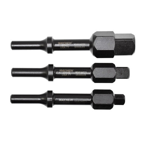 3 Piece Pneumatic Bolt Breaker Set For Air Hammer, USA Made, black oxide finish, built in 19mm drive, heavy duty automotive use