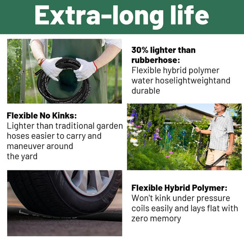 Beitopamz garden hose 5 ft x 5/8 in, black lightweight hybrid hose with brass fittings, coiled
