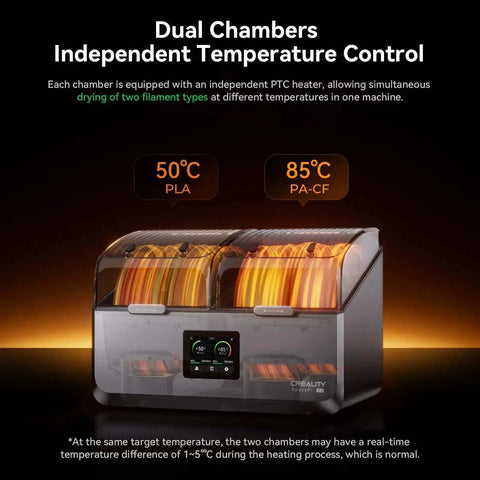 SpacePi X4 Filament Dryer Box For Four Spools 360 Degree Uniform Drying 200W PTC Dehydrator with dual chamber temperature control