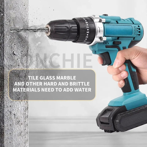 High-Strength Eccentric Twist Drill Bit Set, 8 Pack for Concrete Glass Tile Brick Stone Wood Plastic in use on concrete wall